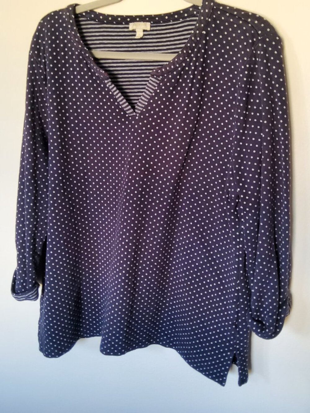 Talbots grey and white polka dot tunic size XL